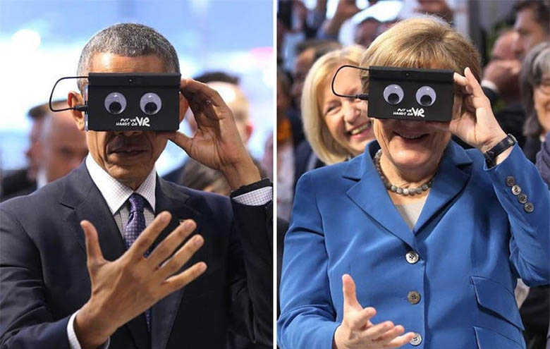 Obama, Angela Merkel Geek Out With VR Equipment (1)