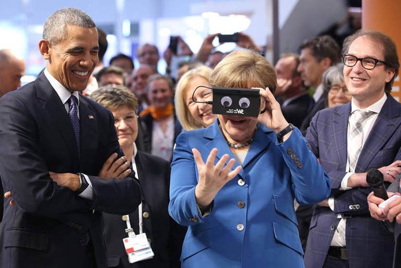 Obama, Angela Merkel Geek Out With VR Equipment (2)